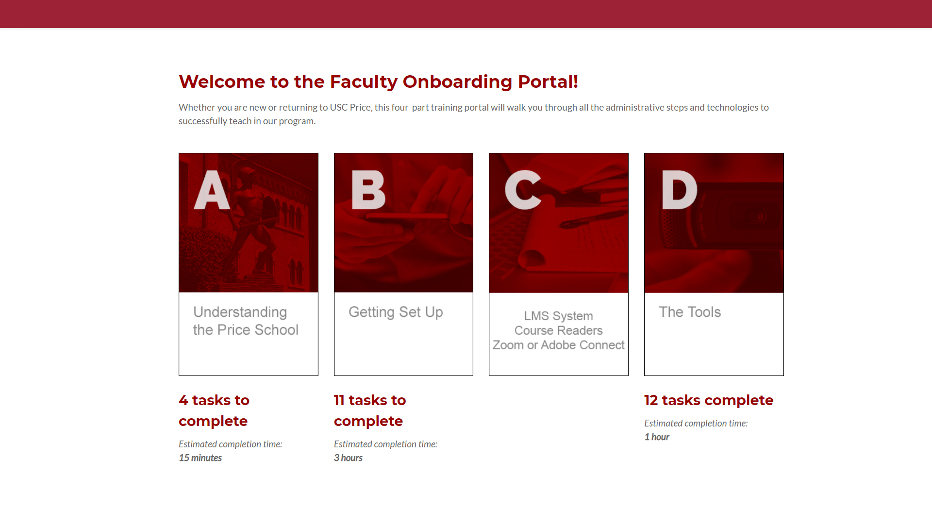 Live Faculty Onboarding Portal — module homepage